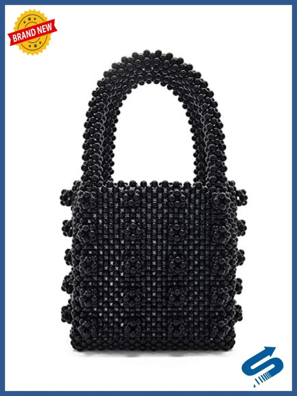 Handmade Faux Pearl Beaded Tote Bag Crystal Embellished